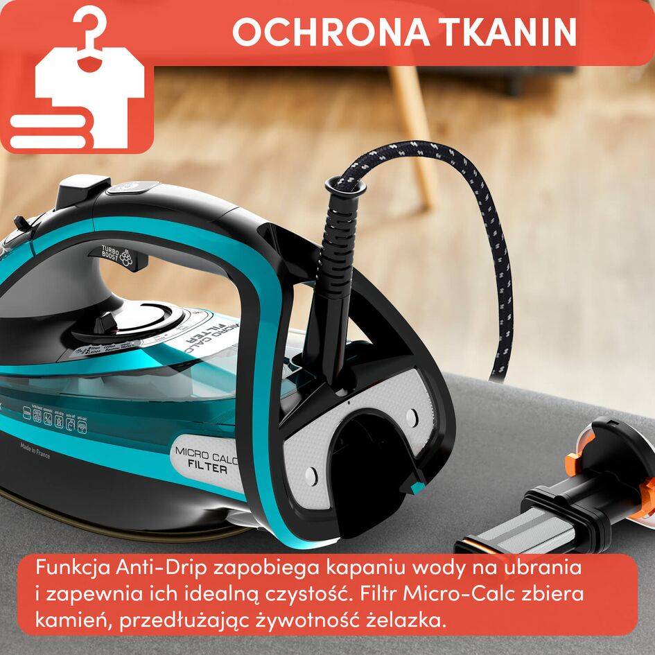 Tefal Ultimate Pure, żelazko parowe, mocne, automatyczne wyłączanie, system antywapienny