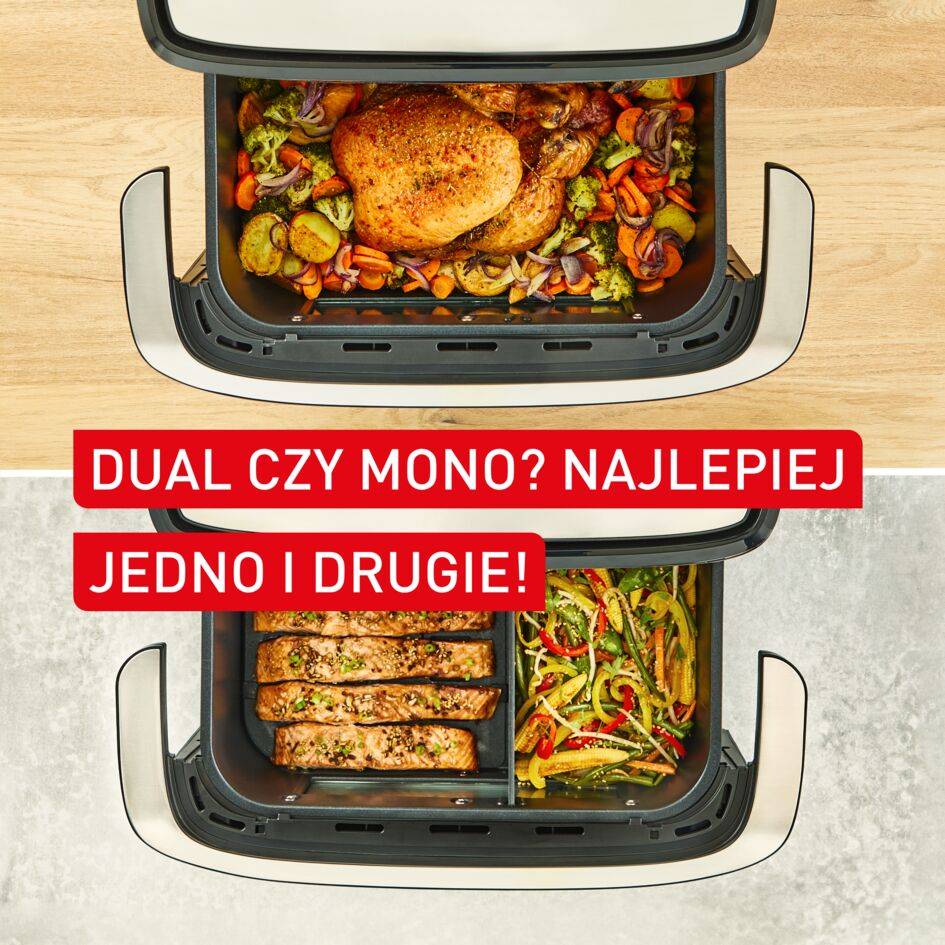 Frytkownica beztłuszczowa Tefal Dual Easy Fry Flex EY9228E0, separator FlexCook Divider, pojemność 9 L