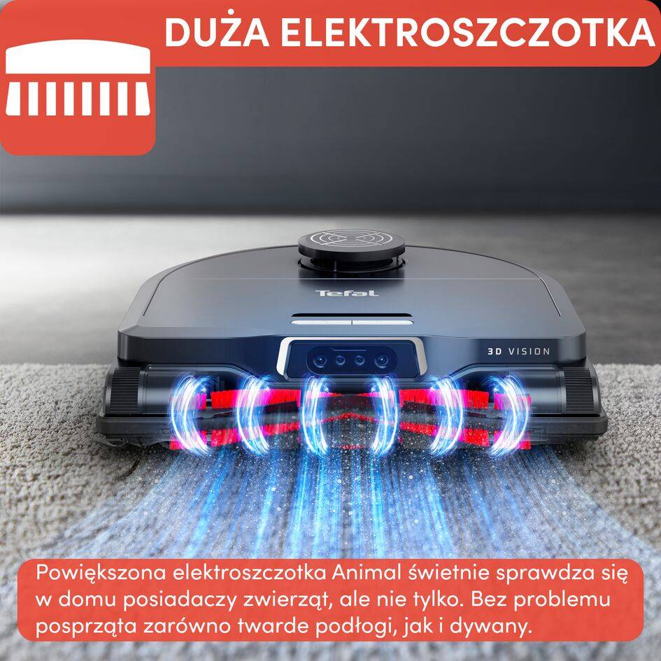 Robot sprzątający, Tefal X-Plorer S240+ AI, 8000 Pa, 120 min, aktywne mopowanie