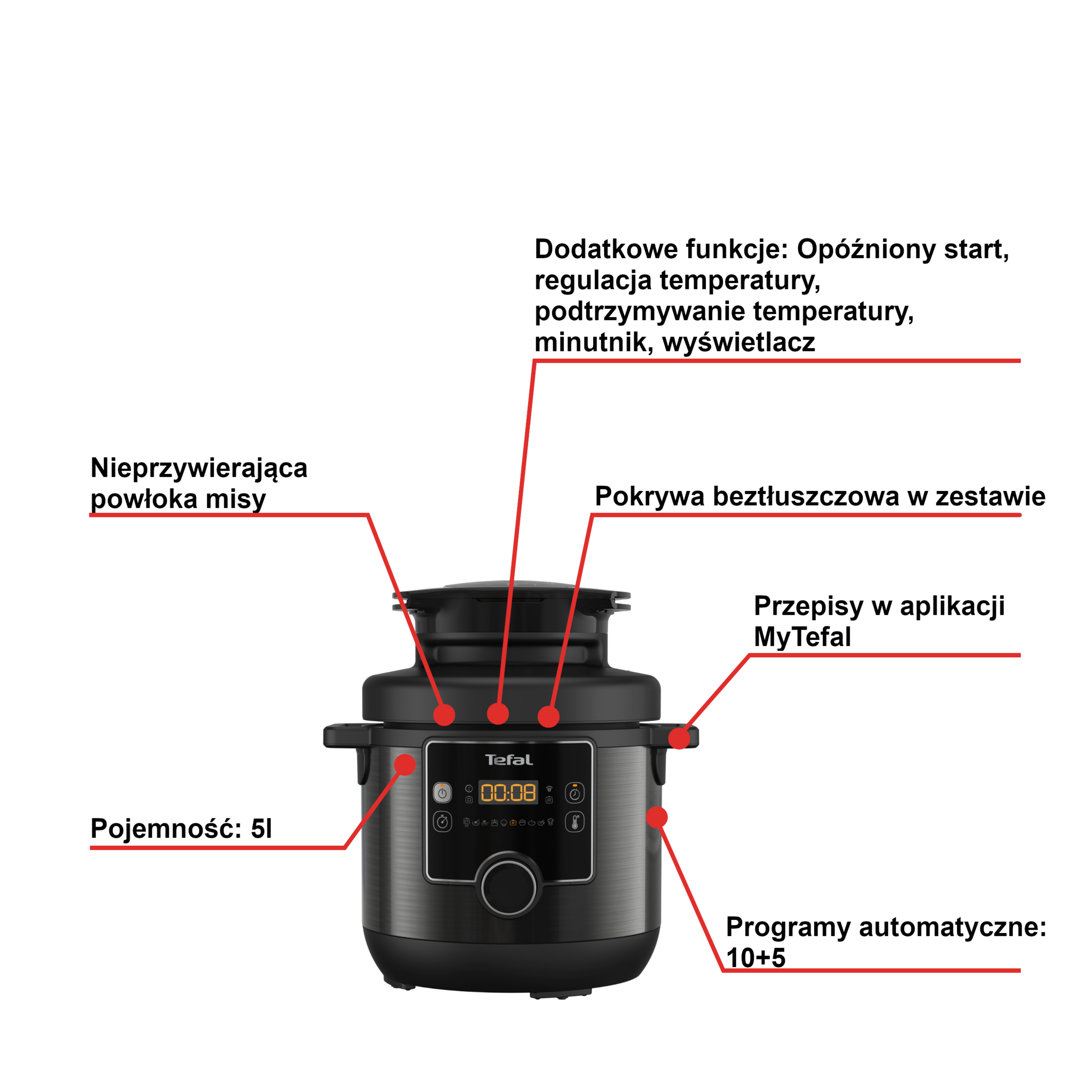 Multicooker z pokrywą do zapiekania TEFAL TURBO CUISINE&FRY CY7788