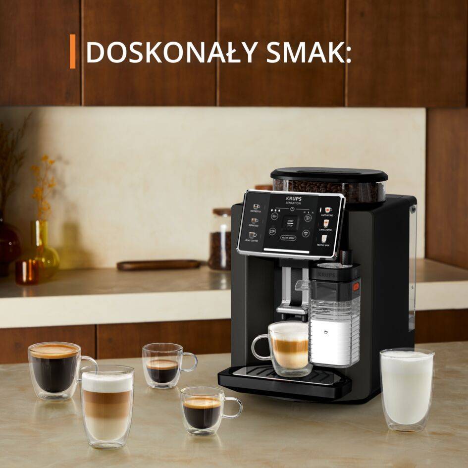 Ekspres ciśnieniowy do kawy KRUPS Sensation Milk EA9129 (ciemny brąz/czarny)