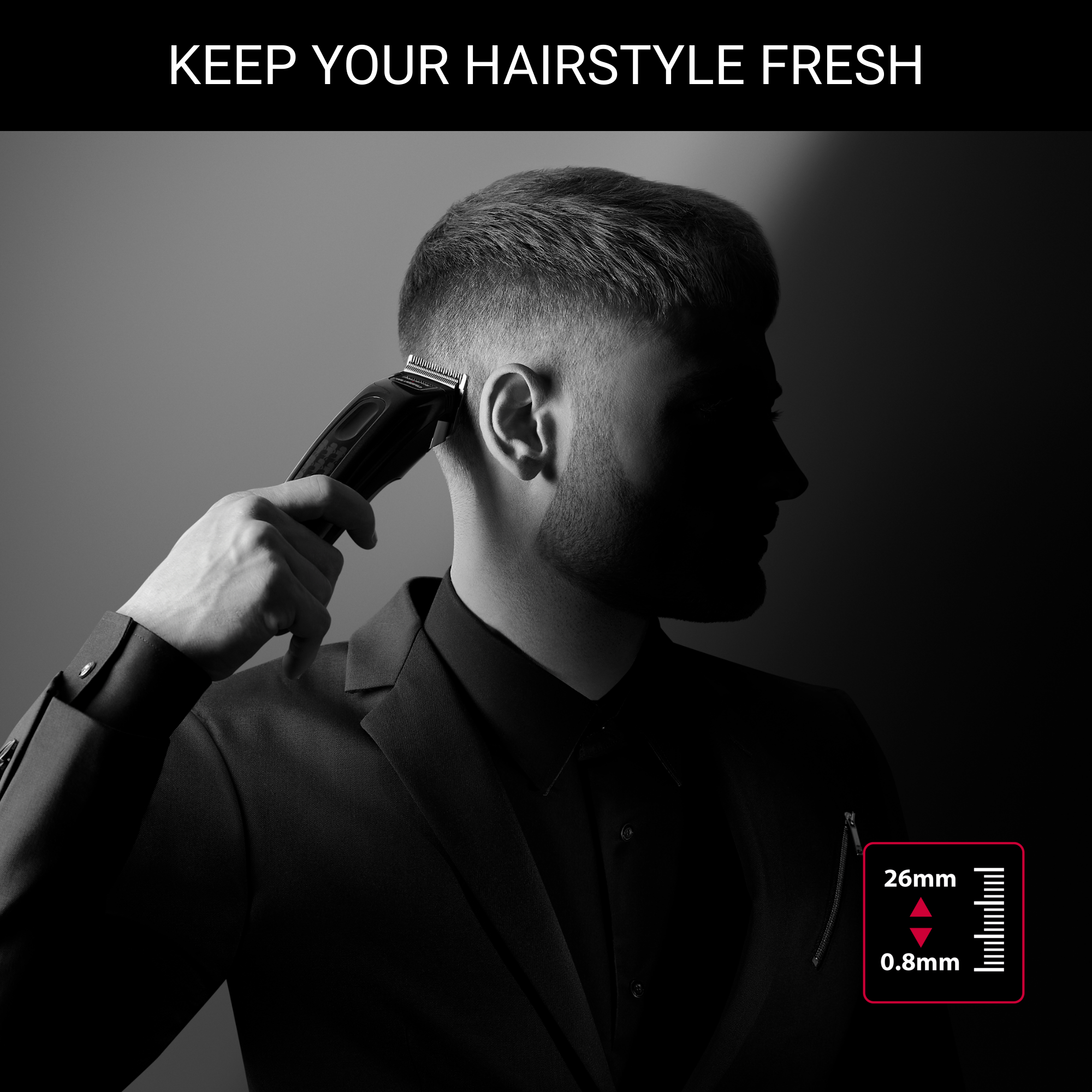 Maszynka do włosów, Rowenta x Karl Lagerfeld, bezprzewodowa, tytanowe ostrza, 6 nasadek