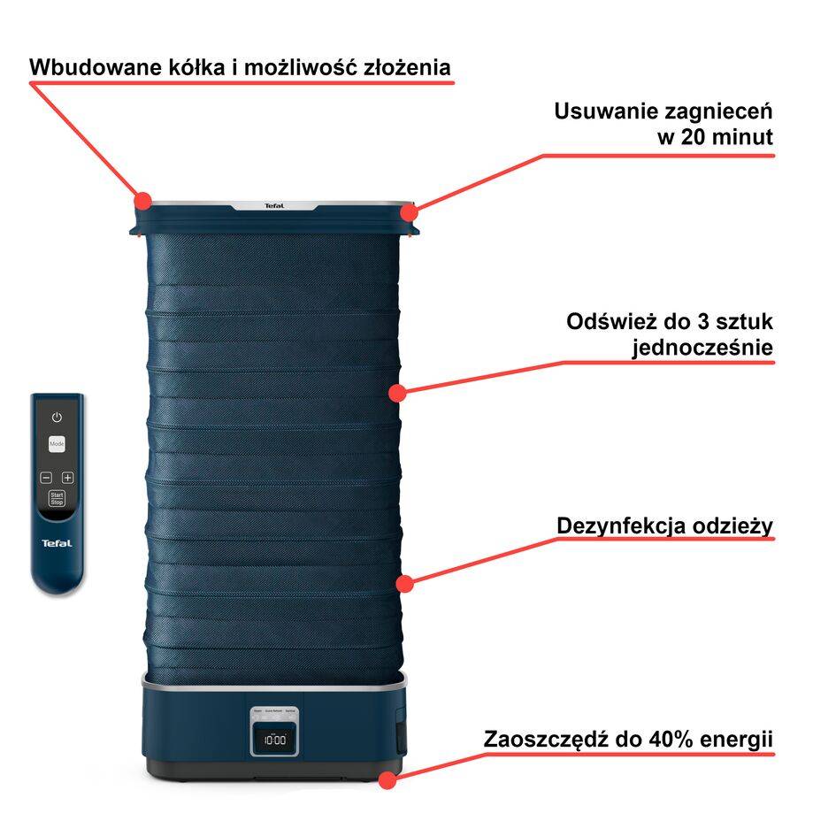 Automatyczna szafa do prasowania, Tefal Care For You First, dezynfekcja, delikatna