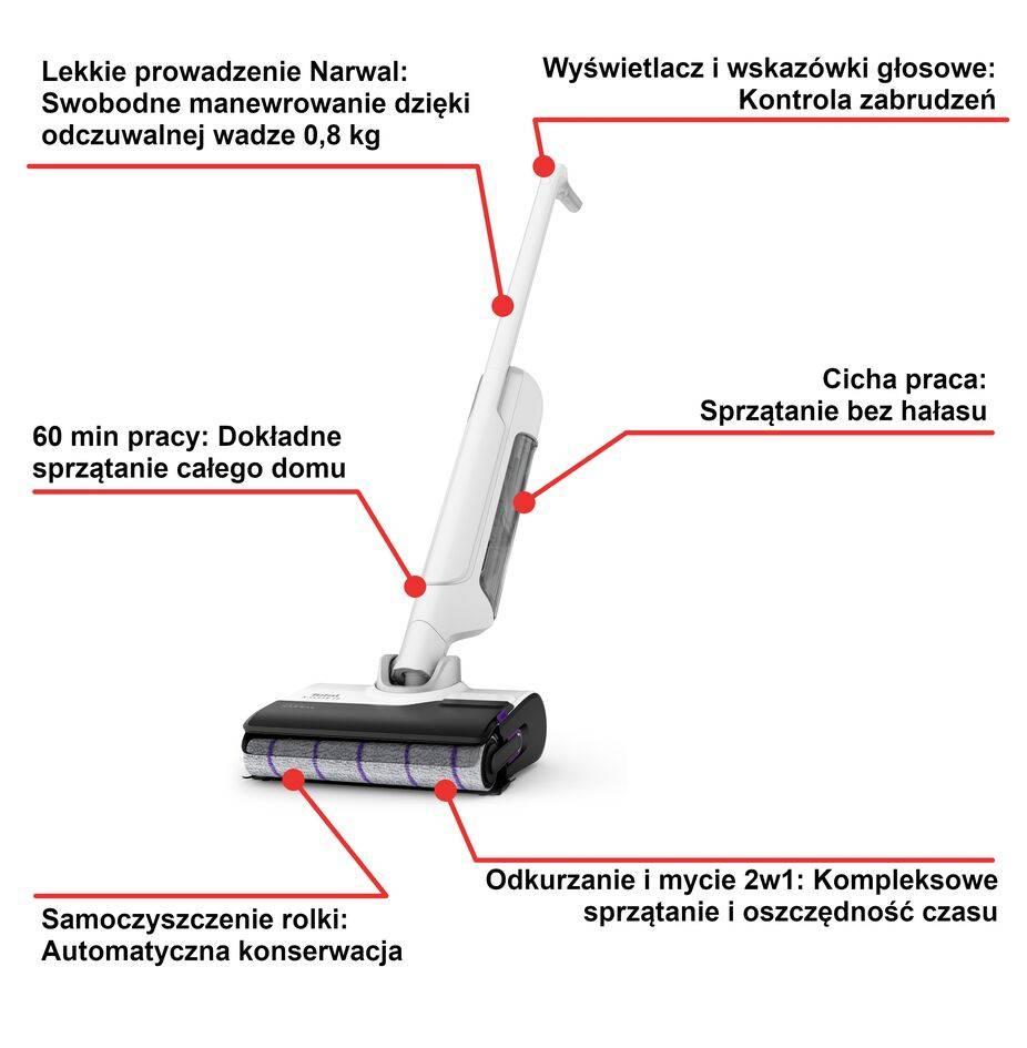 Bezprzewodowy odkurzacz myjący Tefal X-Clean 10, 60 min, samoczyszczenie i suszenie