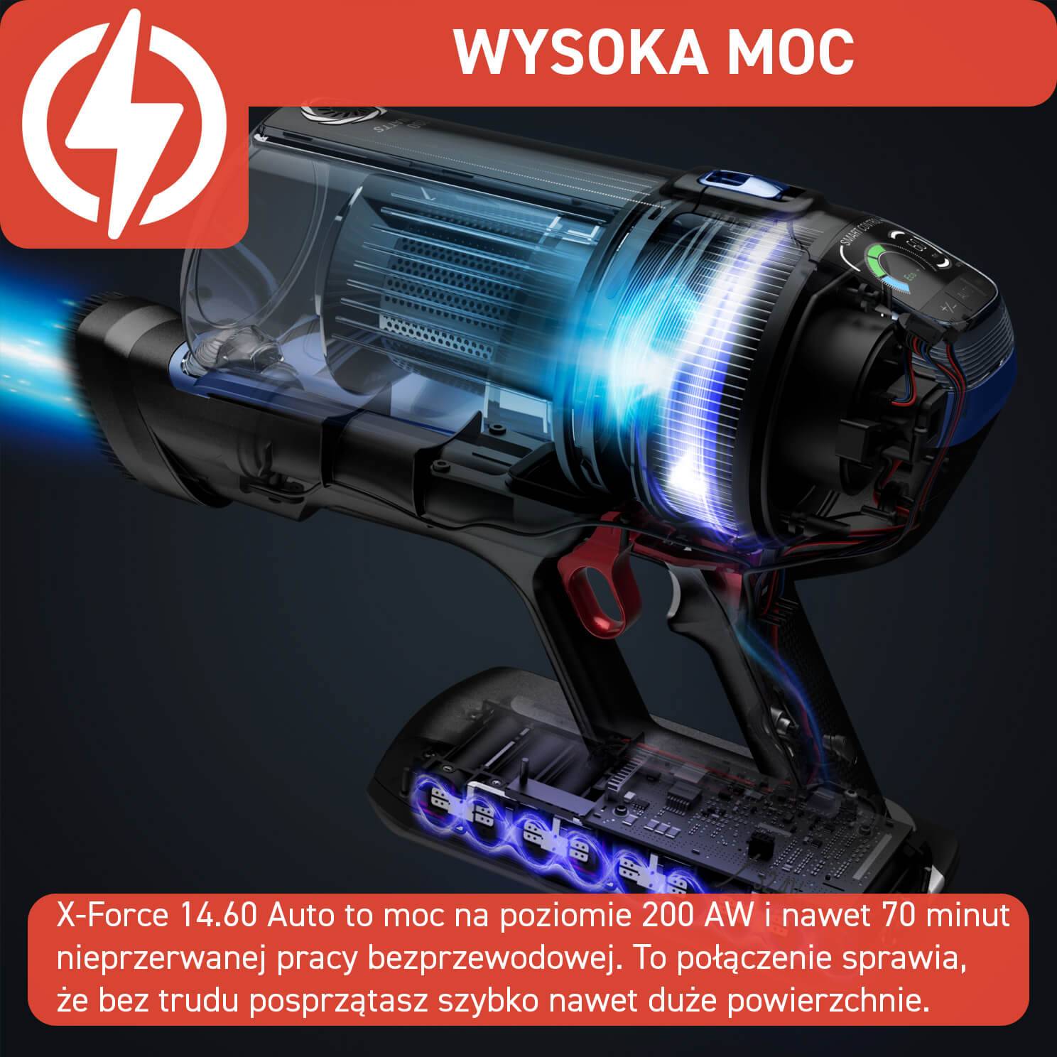 Odkurzacz bezprzewodowy, Tefal X-Force Flex 14.60 Aqua, 200 AW, 70 min, mopowanie