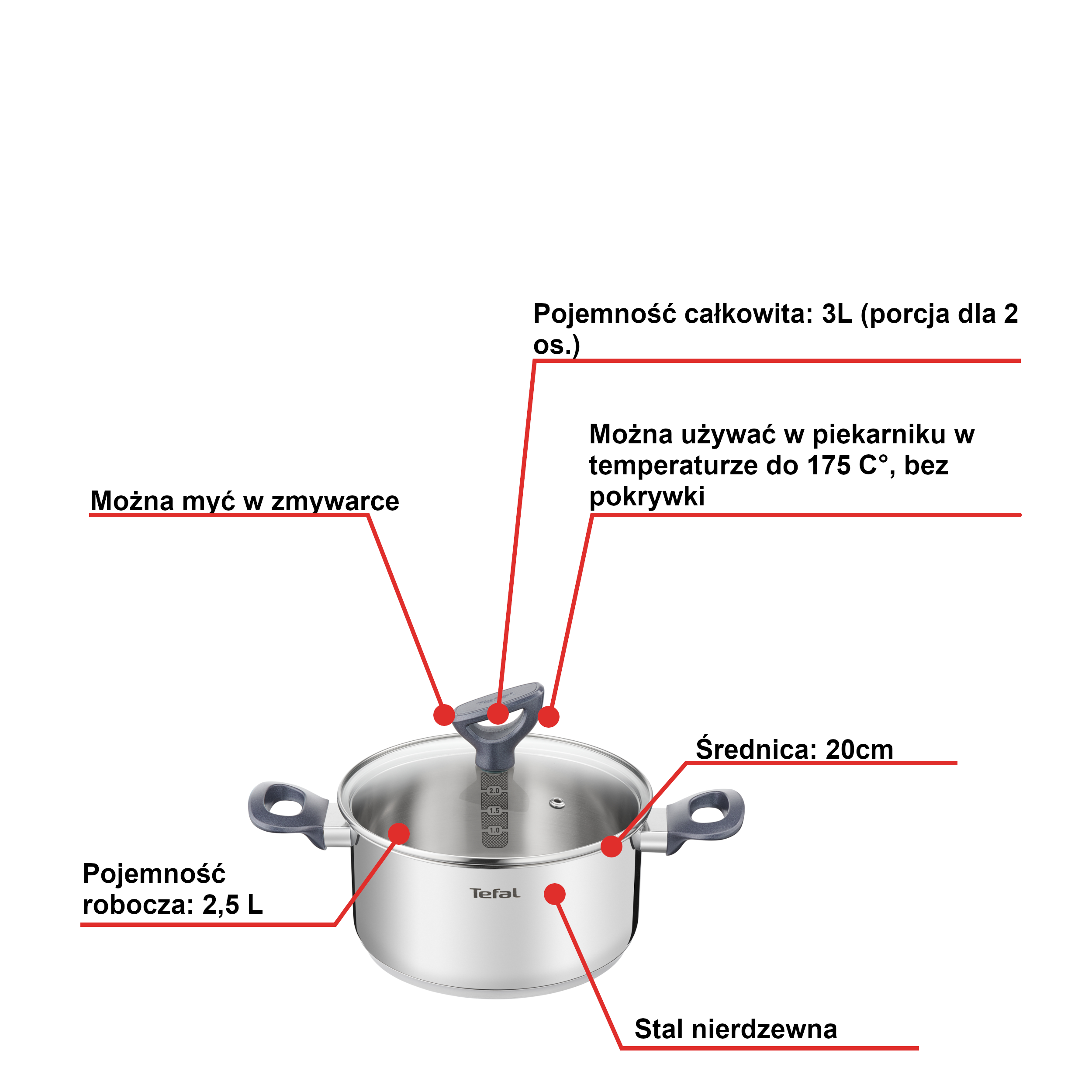 Garnek TEFAL DAILY COOK 20cm(3l)+pokrywka