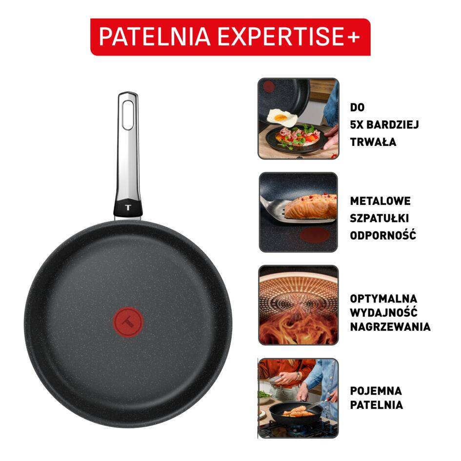 Patelnia Expertise+ 20 cm, wysokowydajna powłoka nieprzywierająca, kompatybilna z indukcją, dla 1-2 osób