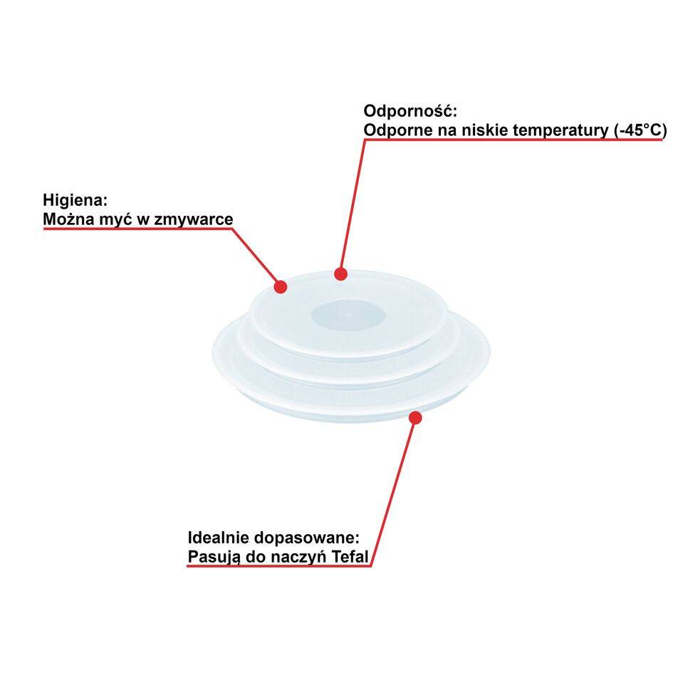 Zestaw plastikowych pokrywek TEFAL INGENIO 16/18/20 cm