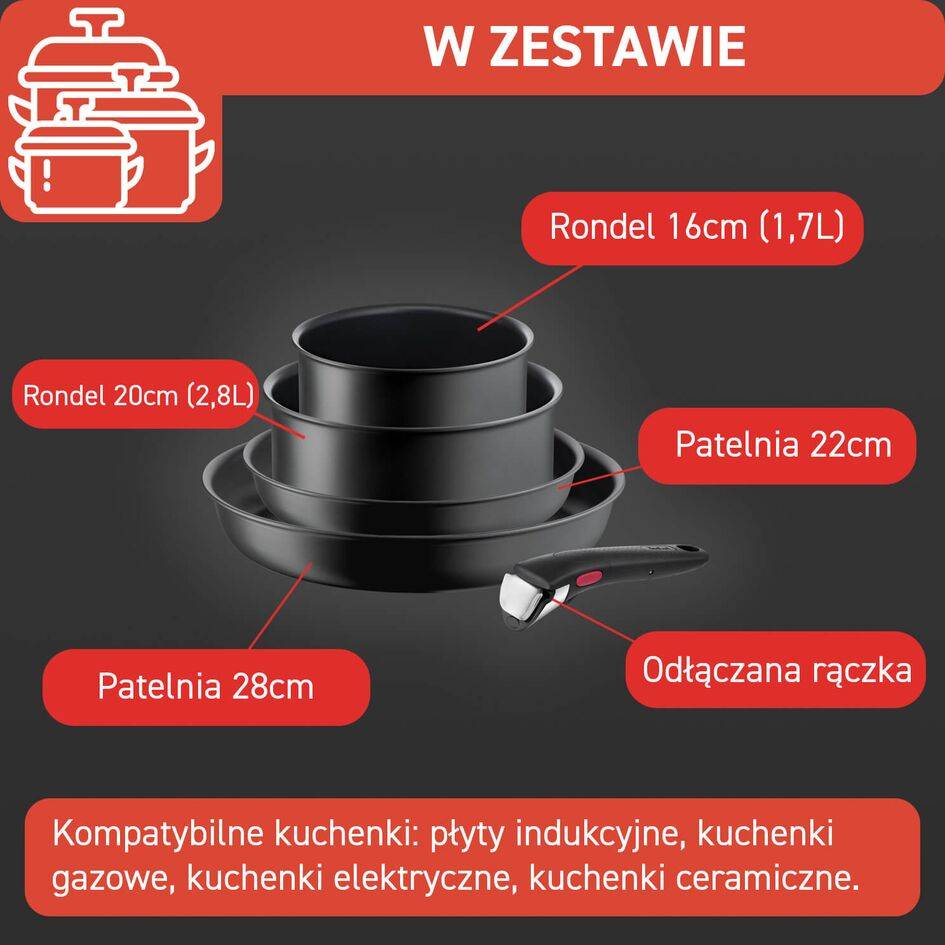 Zestaw garnków i patelni TEFAL INGENIO ULTIMATE - 5 elementów