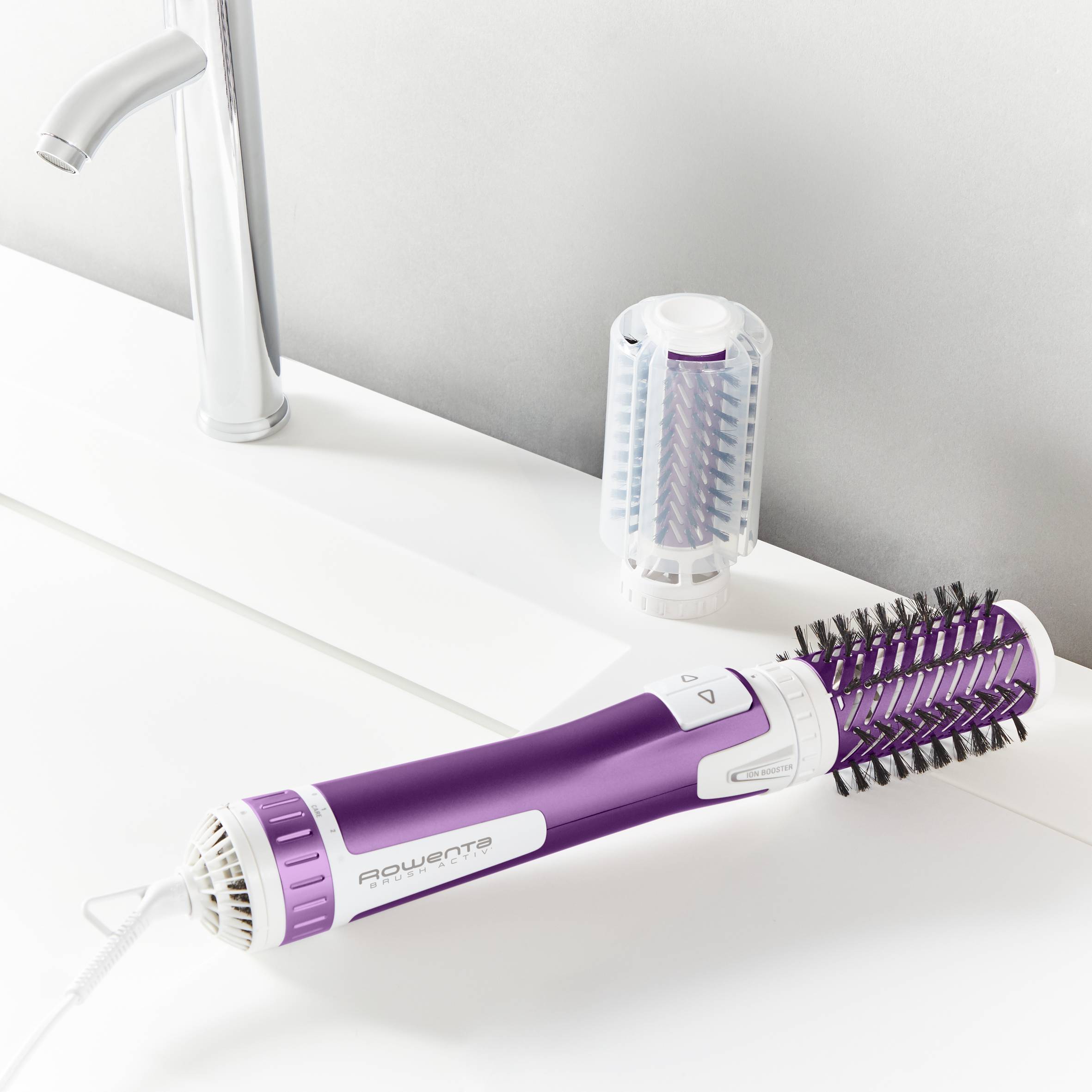 Suszarko-lokówka, Rowenta Brush Activ, fioletowa, obrotowa, ceramiczna