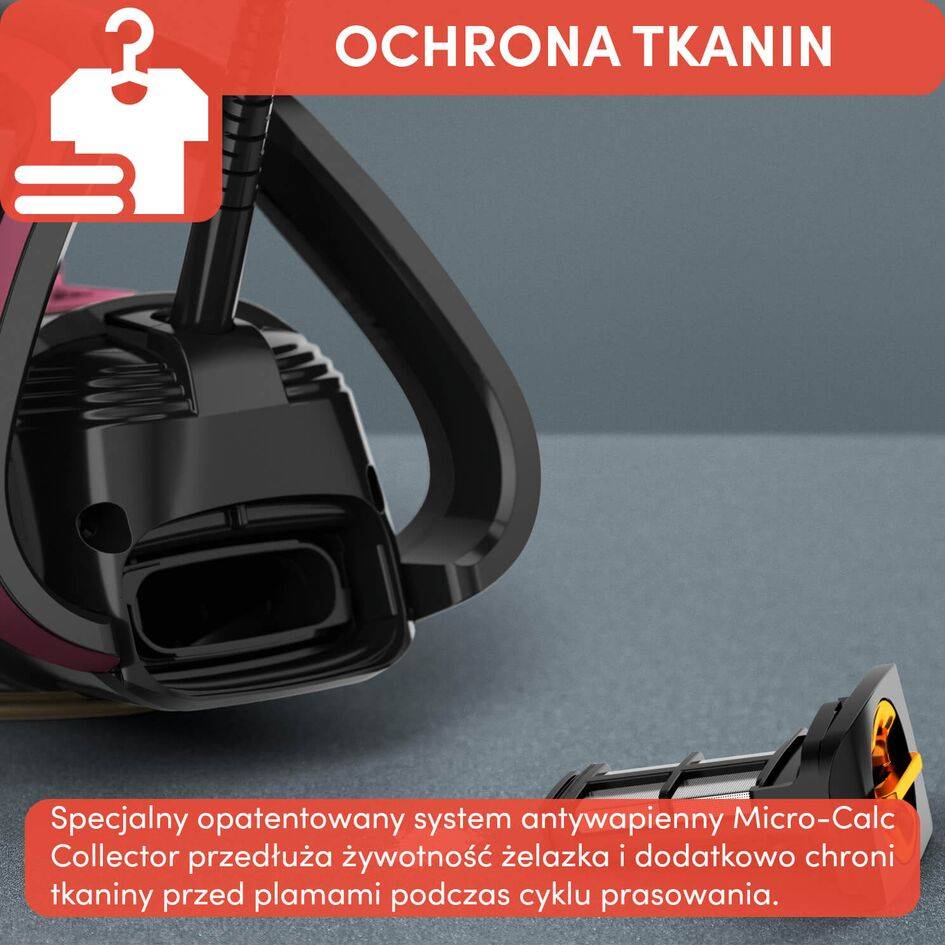 Żelazko parowe, Tefal Puregliss, 3000 W, system antywapienny, strażak