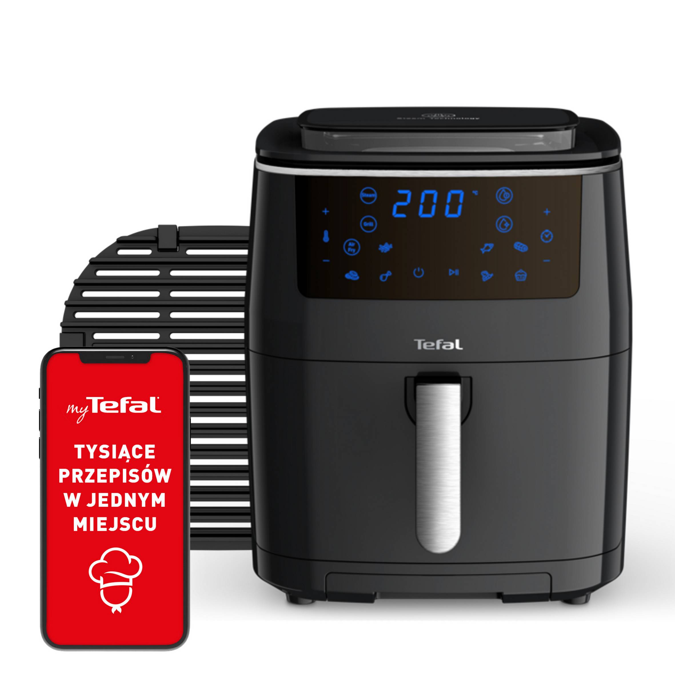 Frytkownica beztłuszczowa, Tefal Easy Fry Grill&Steam FW2018, funkcja grilla, gotowanie na parze