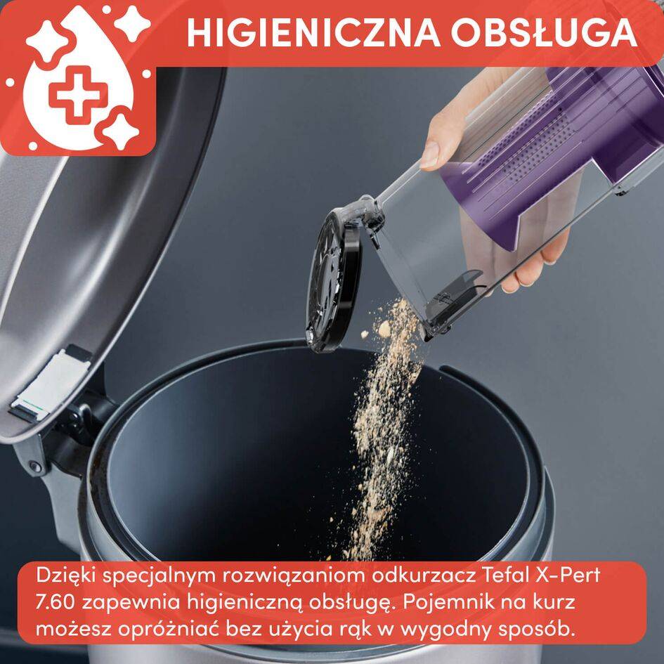 Odkurzacz bezprzewodowy, Tefal X-Pert 7.60, 140 W, 27 min, lekki