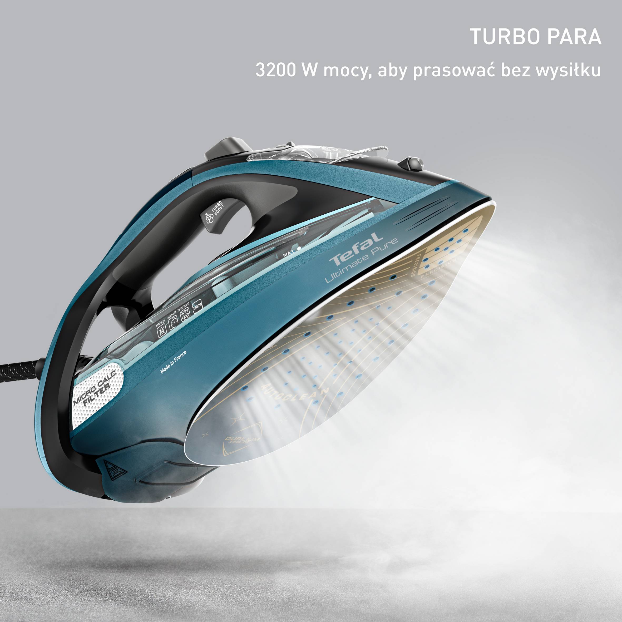 Żelazko parowe, Tefal Ultimate Pure FV9851, 3200 W, 60 g/min