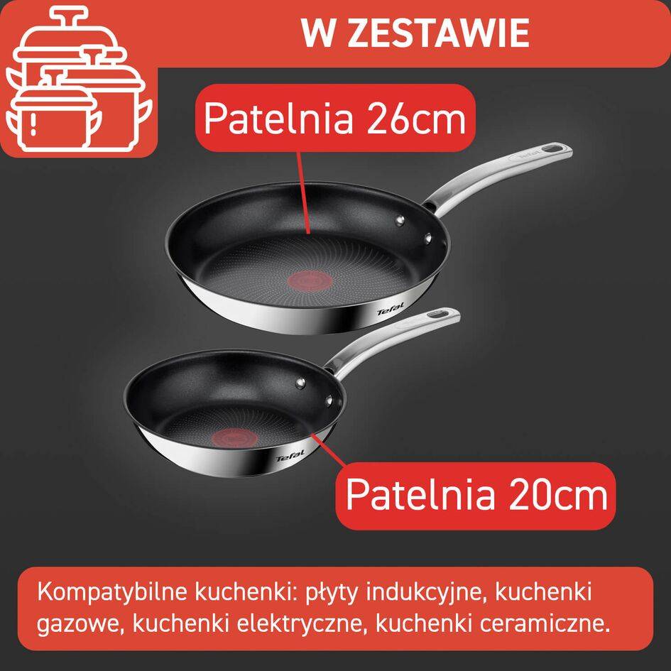 Zestaw patelni TEFAL INTUITION 20/26cm