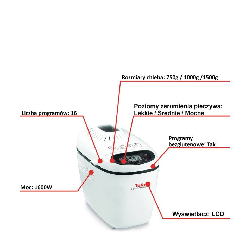 Wypiekacz do chleba, Home bread baguette PF6101, 16 programów, 1600W, 1,5kg