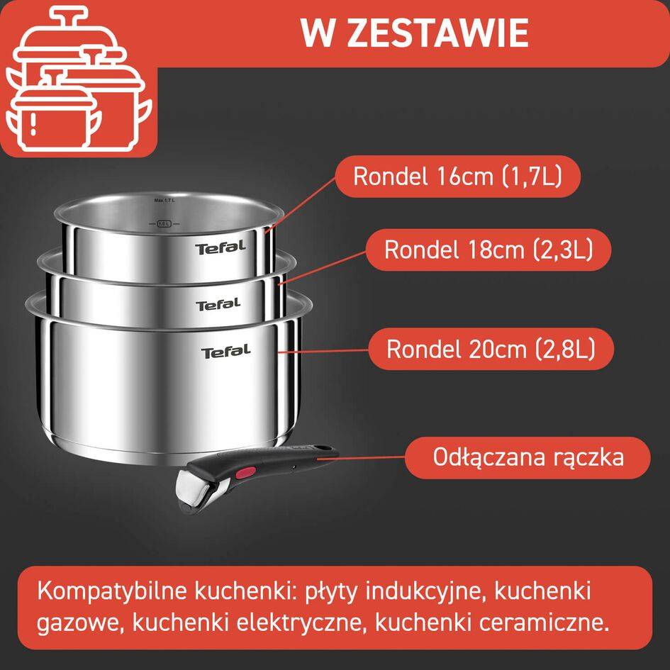 Zestaw garnków TEFAL INGENIO EMOTION - 4 elementy