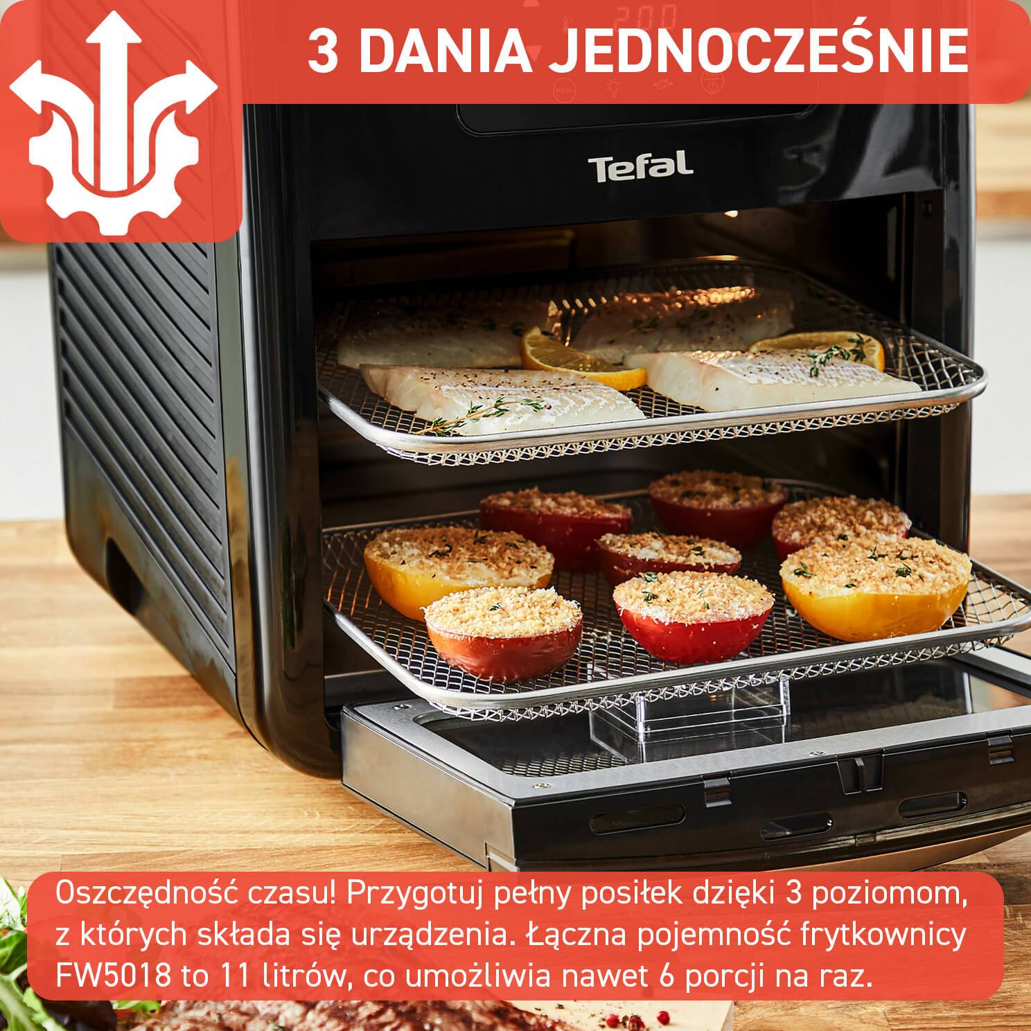 Frytkownica beztłuszczowa Tefal Easy Fry Oven&Grill FW5018, 3w1, pojemność 11 l