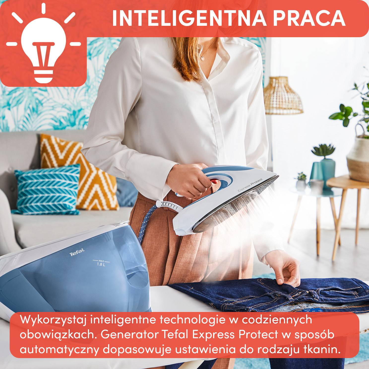 Generator pary, Tefal Express Protect, 130 g/min, 7,5 bar, automatyczne programy