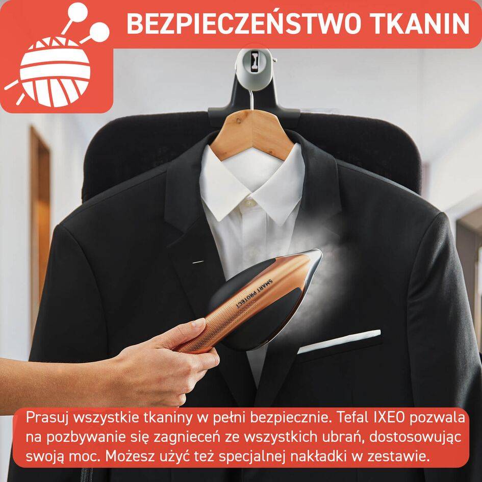 Tefal Ixeo Power, stacja do prasowania, mocna, prasowanie w pionie, lekka