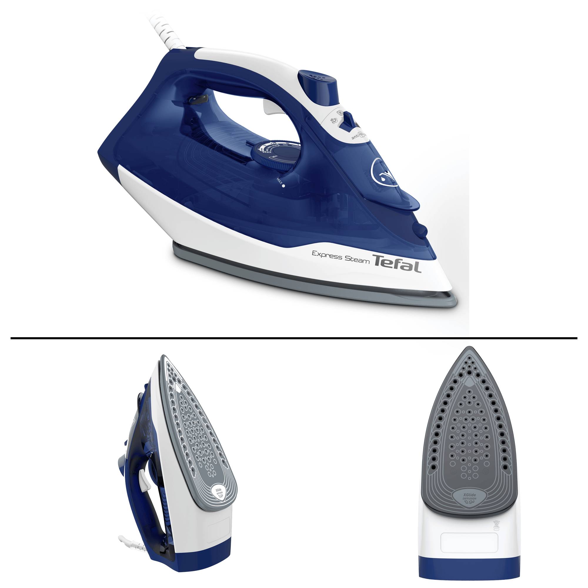 Tefal Express Steam, żelazko parowe, 2400 W, blokada kapania, duża pojemność
