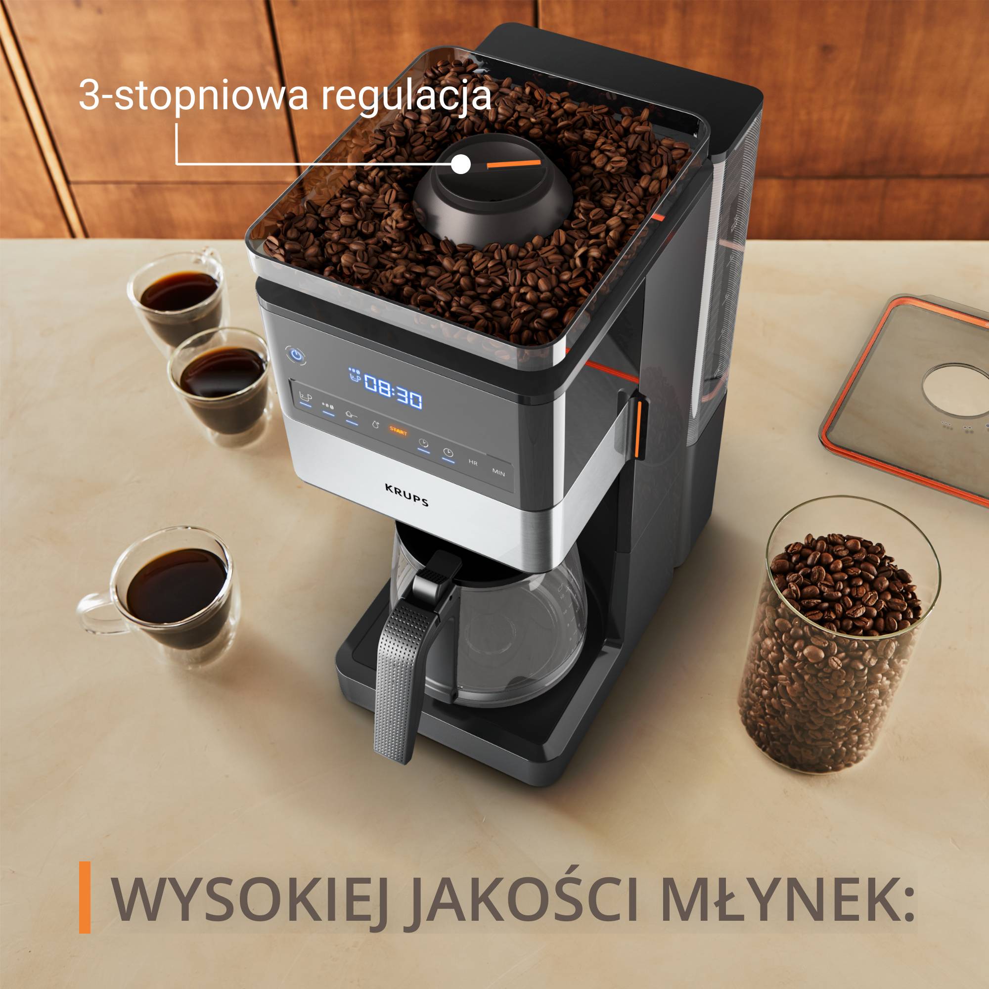 Ekspres do kawy przelewowy z młynkiem KRUPS Grind Aroma XL