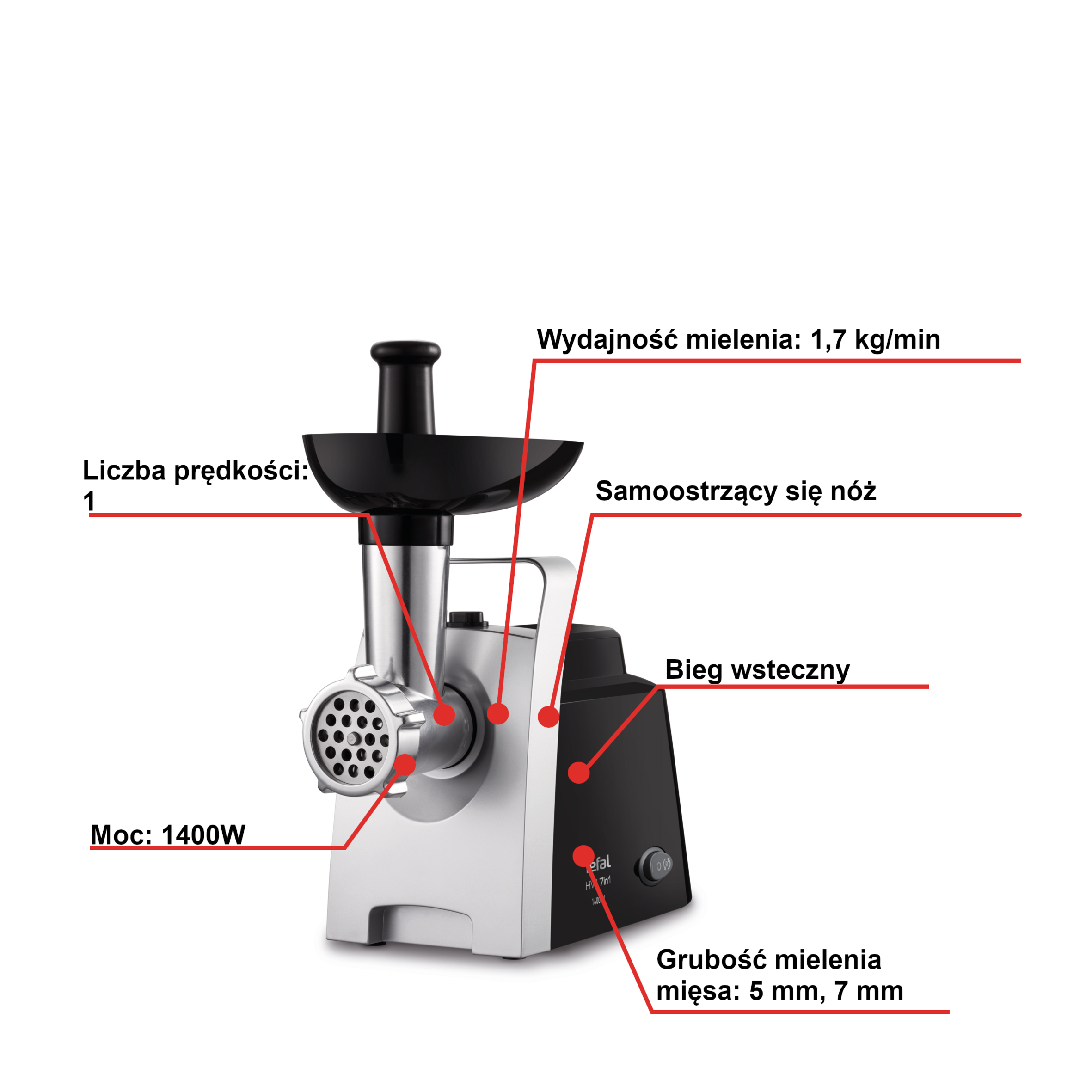 Maszynka do mielenia, HV1 NE1098, 1400W, 7w1