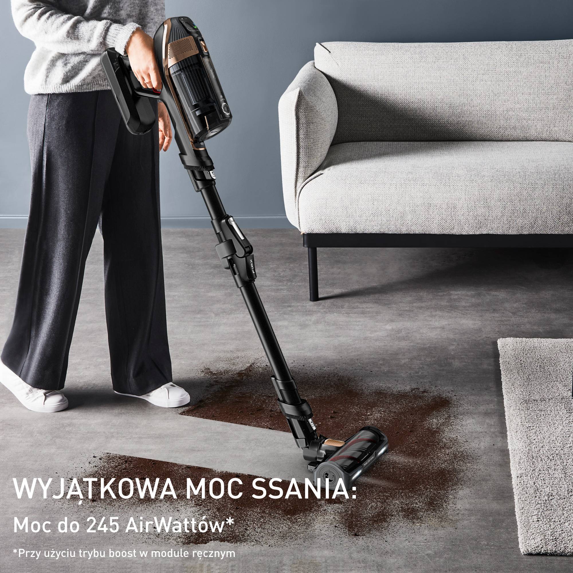 Odkurzacz bezprzewodowy, Tefal X-Force Flex 15.60, 245 AW, 160 min, mopowanie, 2 baterie