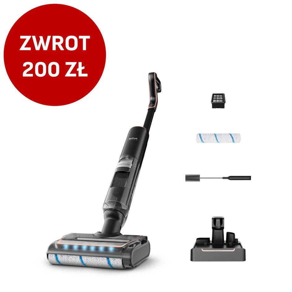 Bezprzewodowy odkurzacz myjący Tefal X-Clean 7, 50 min, samoczyszczenie i suszenie