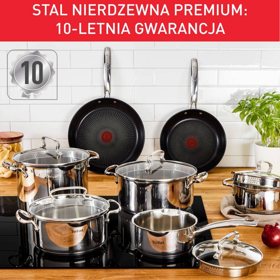 Zestaw garnków, Tefal Duetto+, 8 elementów, stal nierdzewna, pokrywki