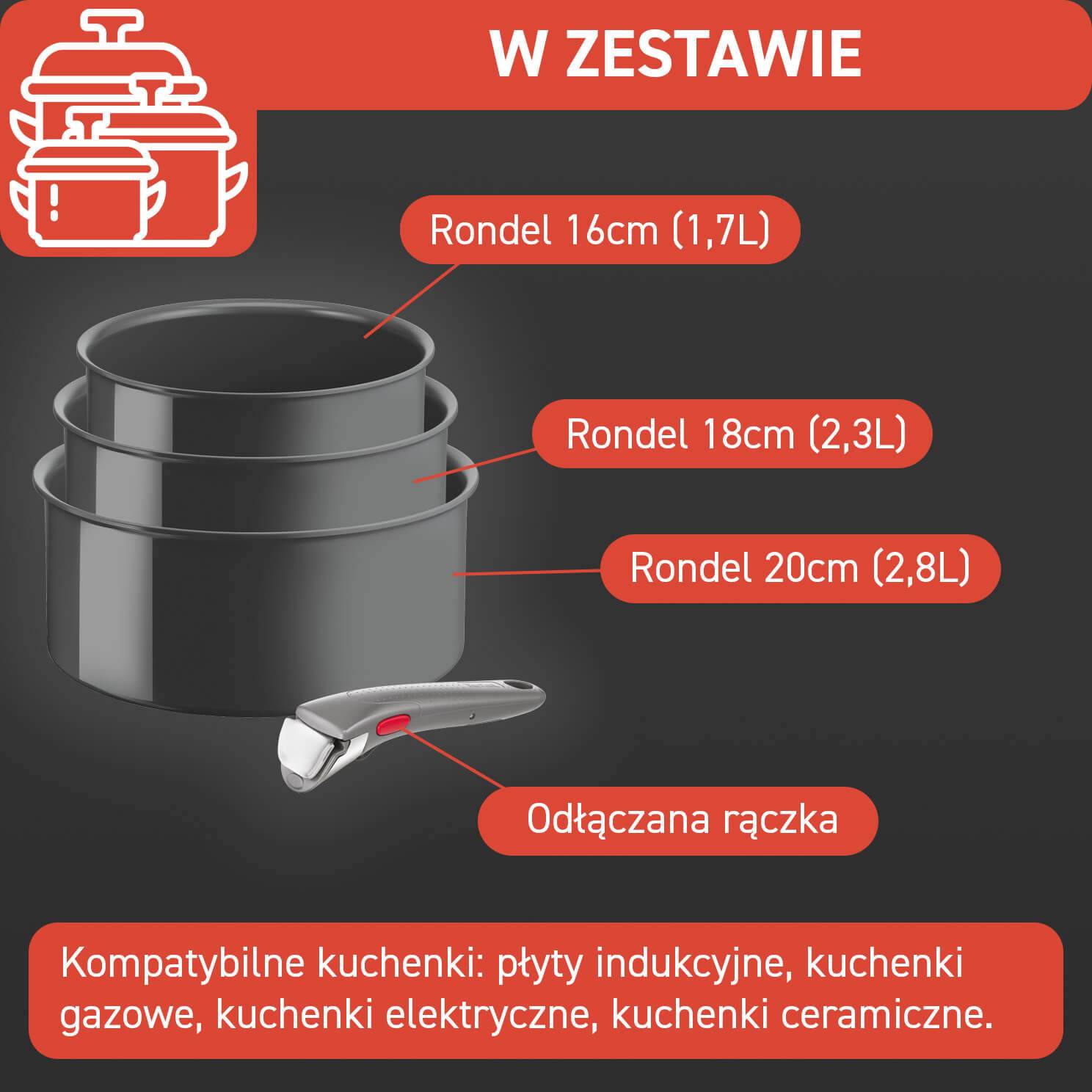 Zestaw garnków TEFAL INGENIO RENEW - 4 elementy
