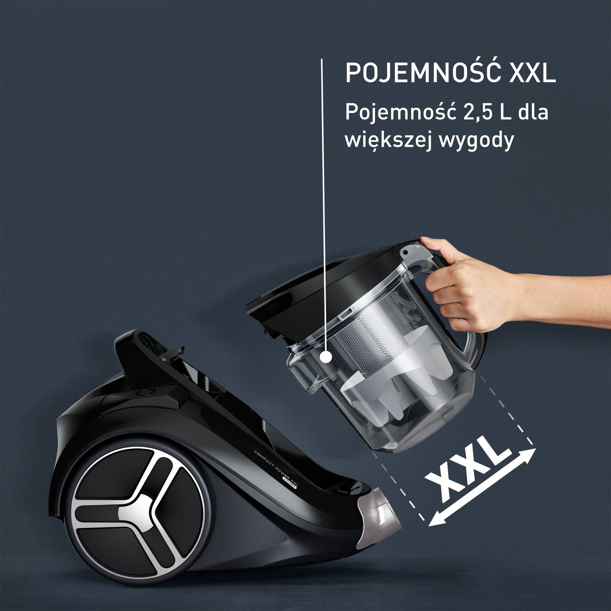 Tefal Compact Power XXL, odkurzacz bezworkowy, 750W, 3-stopniowa filtracja, 2,5 l