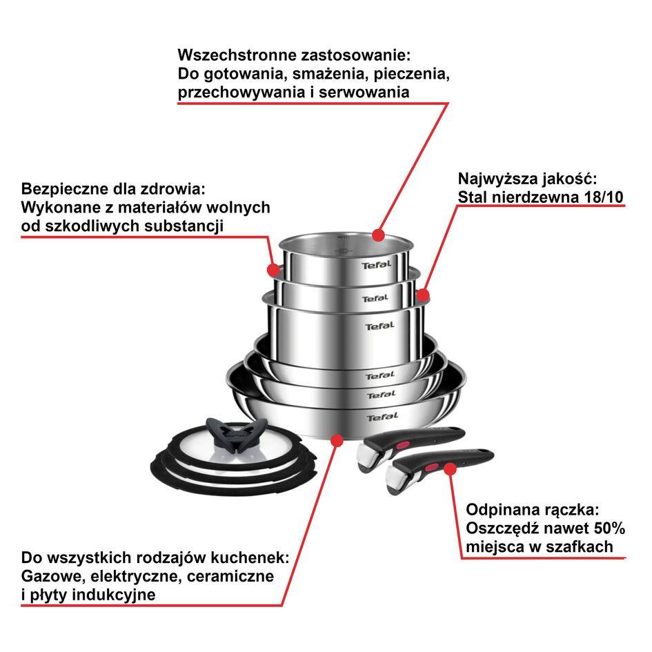 Zestaw patelni i garnków TEFAL INGENIO EMOTION - 11 elementów