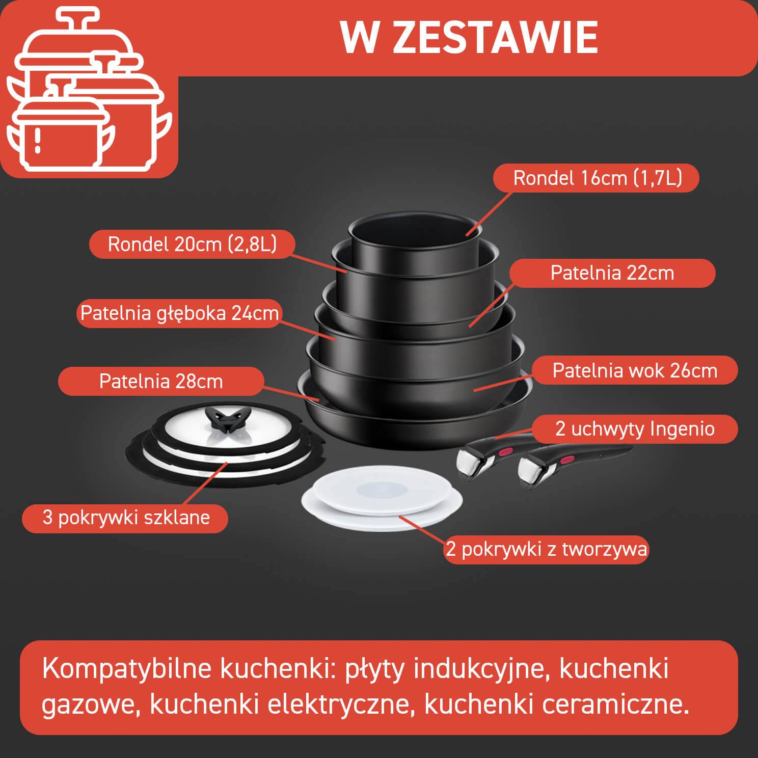 Zestaw patelni i garnków TEFAL INGENIO UNLIMITED - 13 elementów