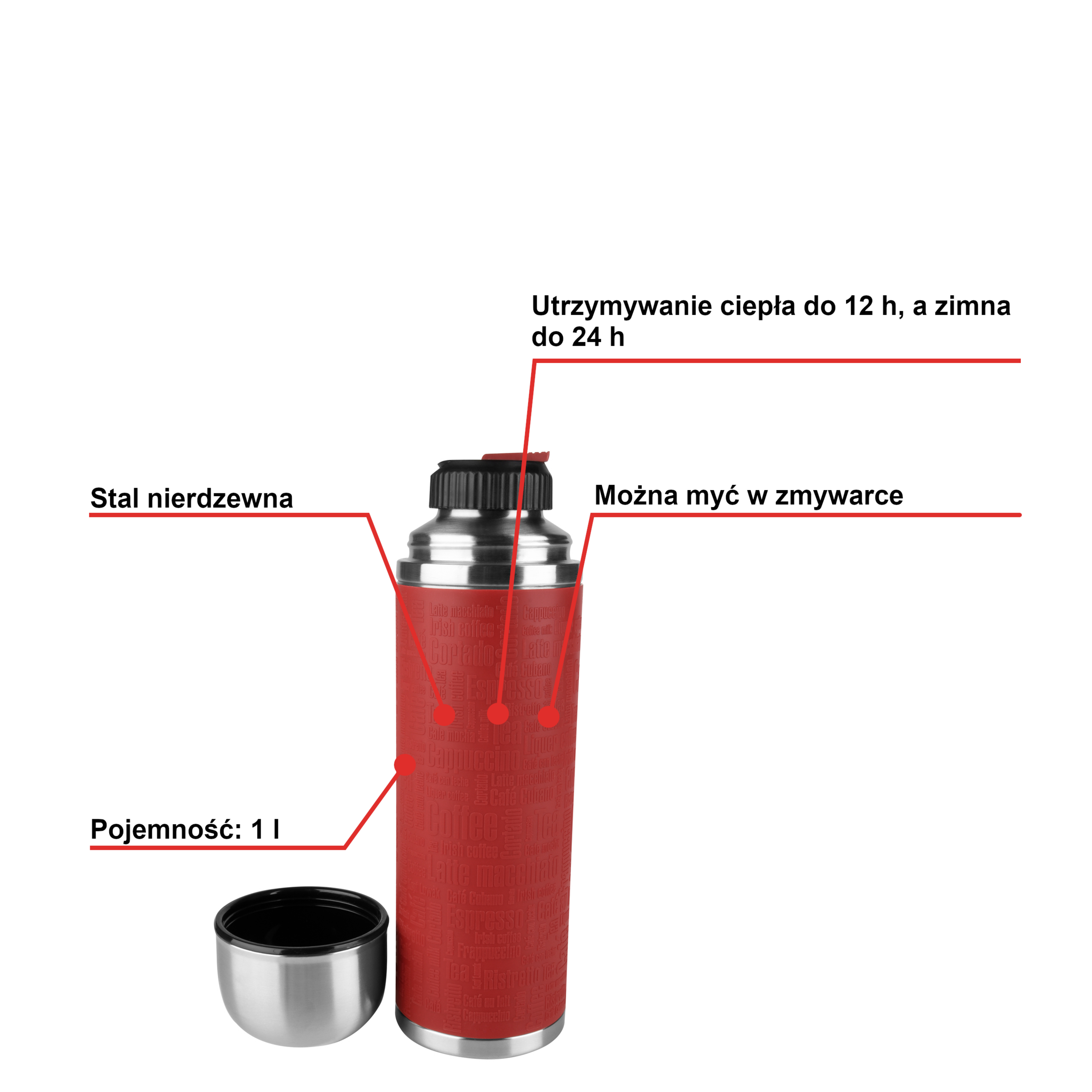 Termos TEFAL SENATOR 1L czerwony