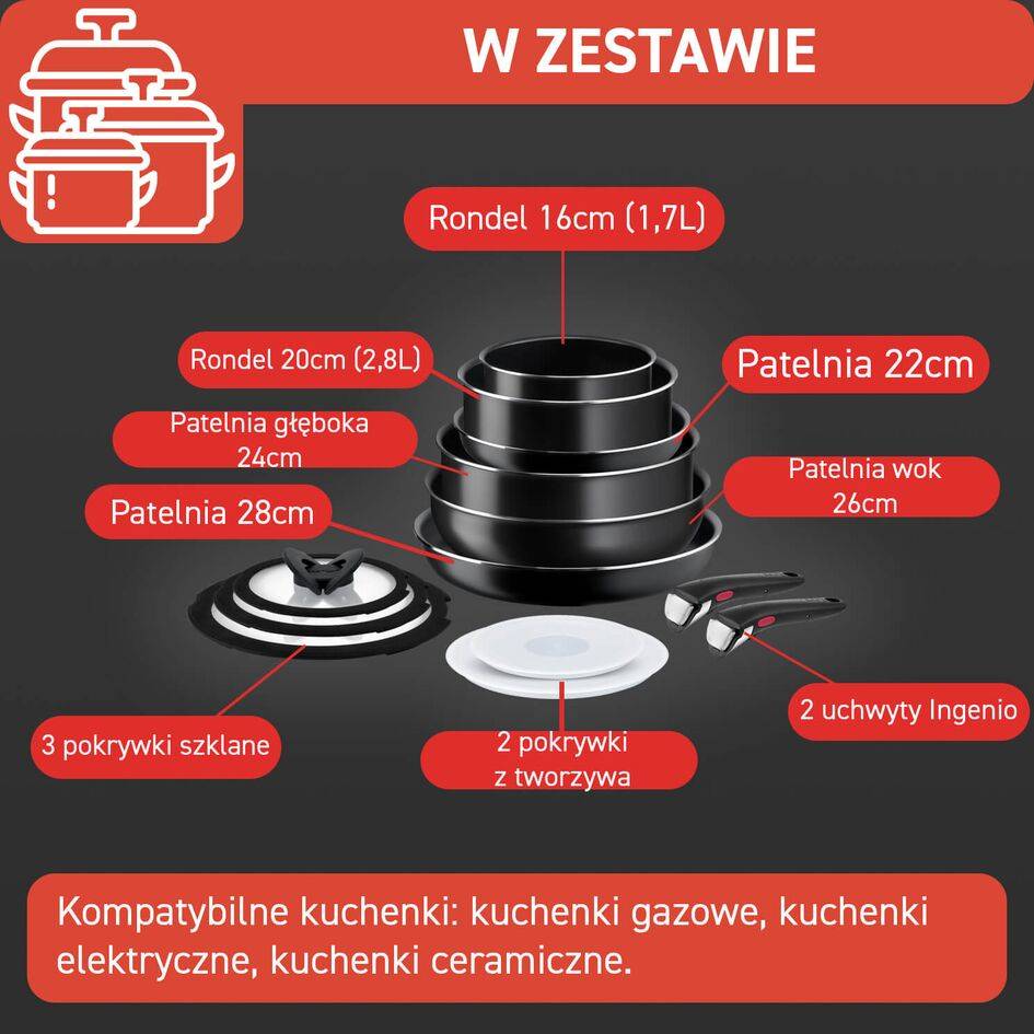 Zestaw garnków i patelni TEFAL INGENIO EASY COOK&CLEAN - 13 elementów