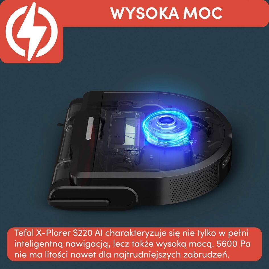 Robot sprzątający, Tefal X-Plorer S220+, 5600 Pa, 120 min, aktywne mopowanie