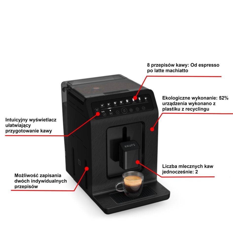 Ekspres do kawy automatyczny KRUPS EVIDENCE ECO DESIGN EA897B (czarny)