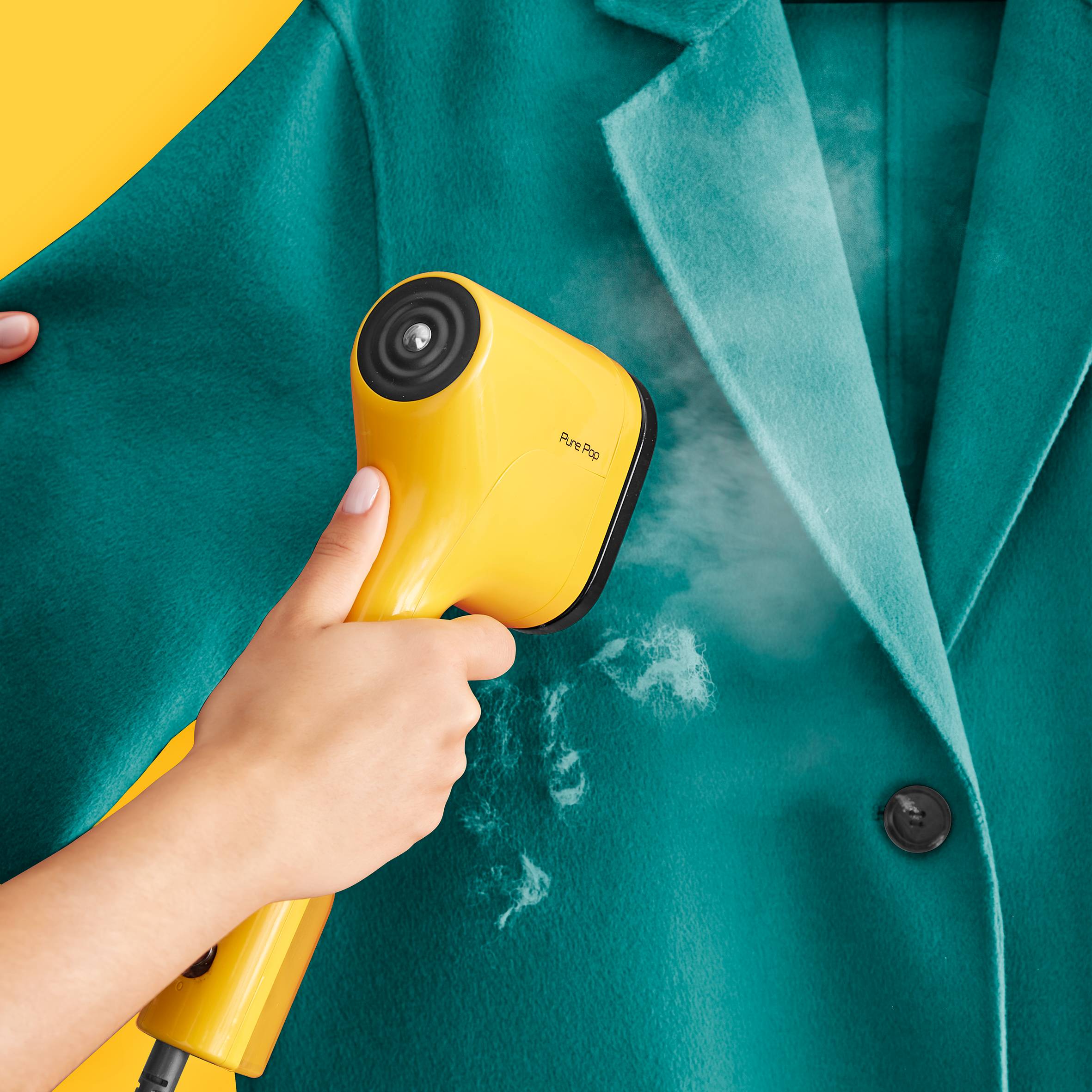 Parownica do ubrań, Tefal Pure Pop, kompaktowa, 1300 W, żółta