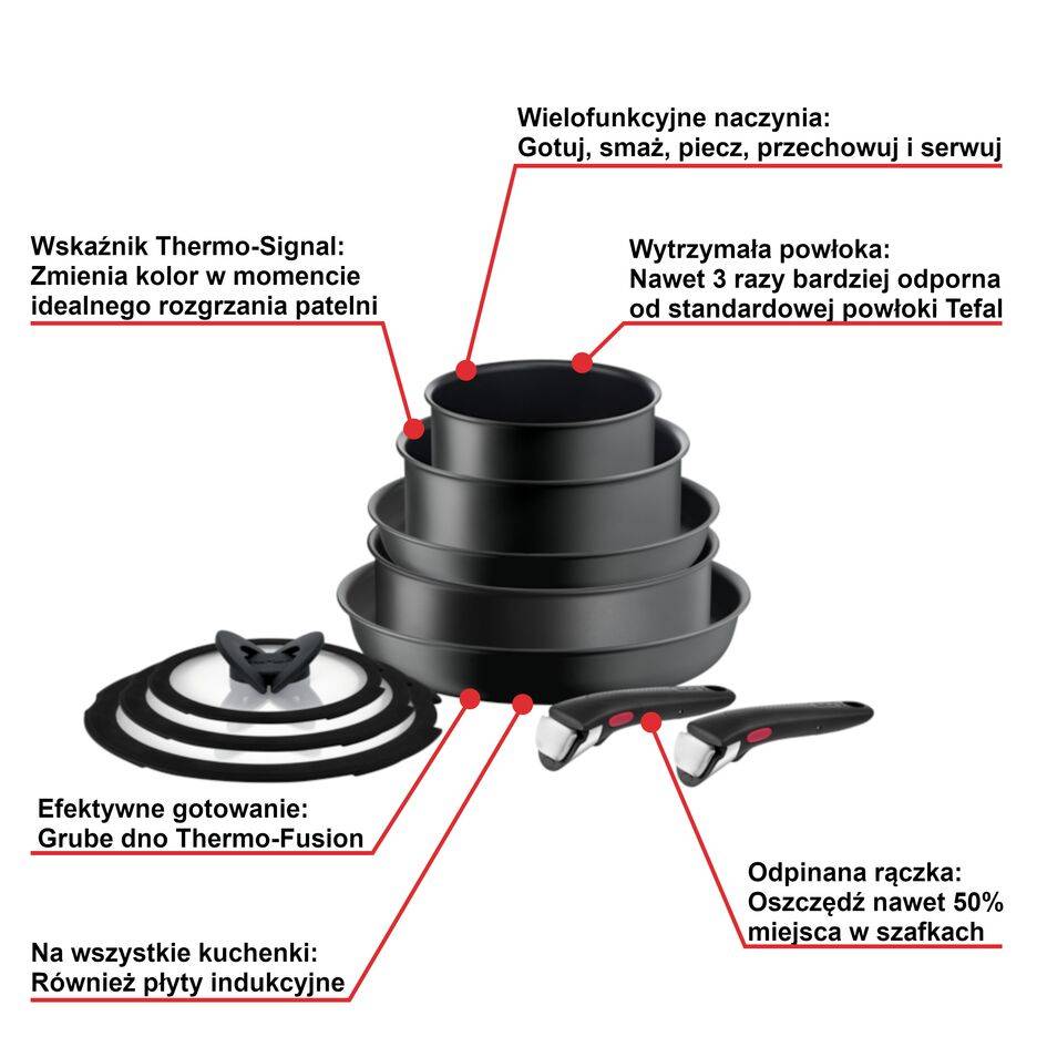 Zestaw garnków i patelni TEFAL INGENIO ULTIMATE - 10 elementów