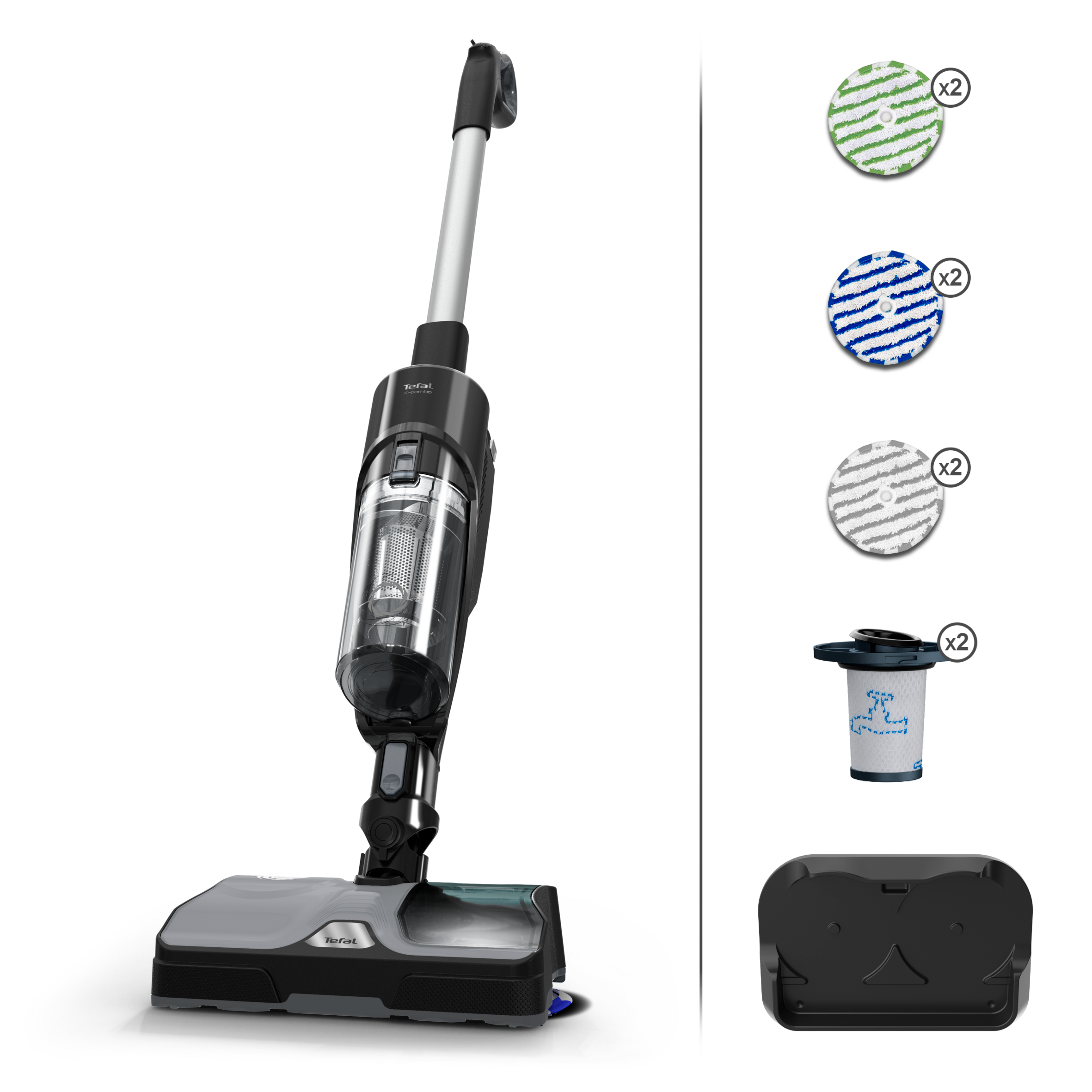 Odkurzacz bezprzewodowy, Tefal Combo 2 w 1, 215 W, 60 min, mopujący