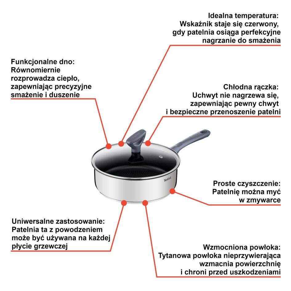 Patelnia głęboka TEFAL DAILY COOK 24cm + pokrywka