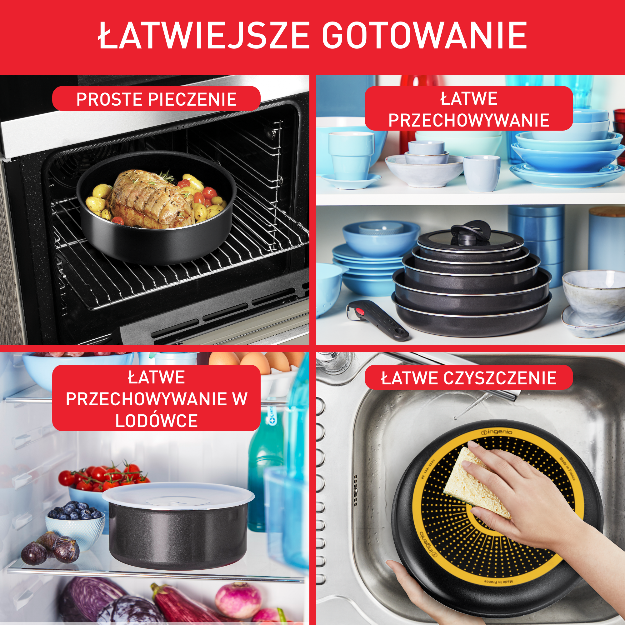 Zestaw garnków i patelni TEFAL INGENIO EASY ON - 17 elementów