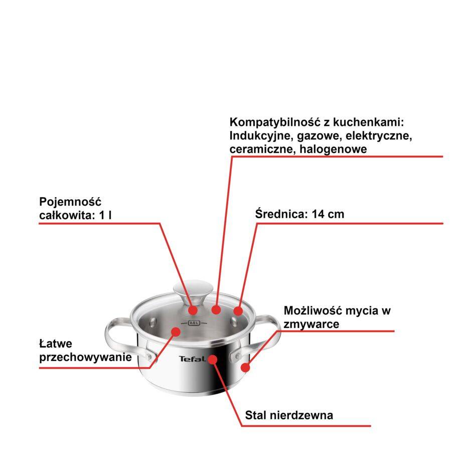 Garnek, Tefal Minis, 1L,14cm, pokrywka