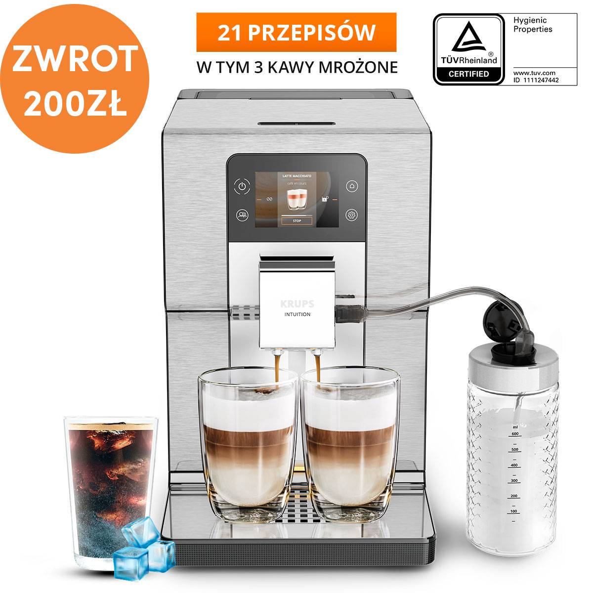 Ekspres automatyczny do kawy KRUPS INTUITION EXPERIENCE+ EA877D (stal/grafit)