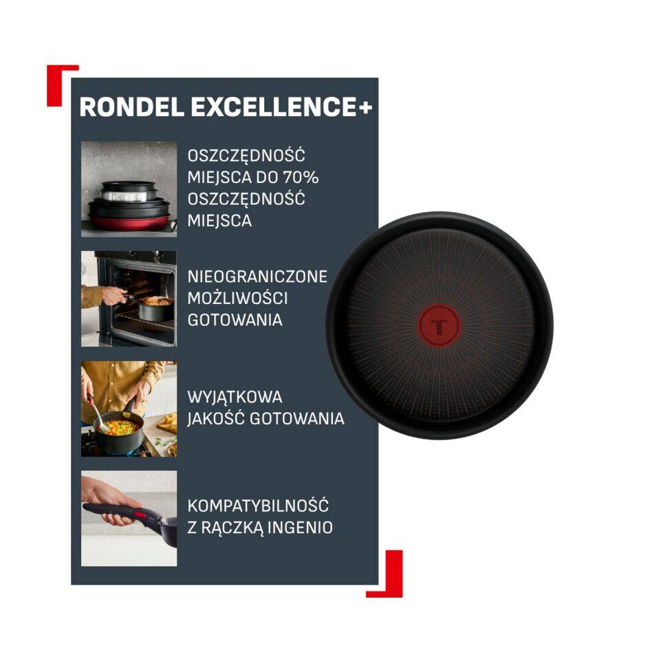 Rondel Ingenio Excellence+ 18 cm, możliwość układania w stos, powłoka nieprzywierająca, kompatybilny z indukcją