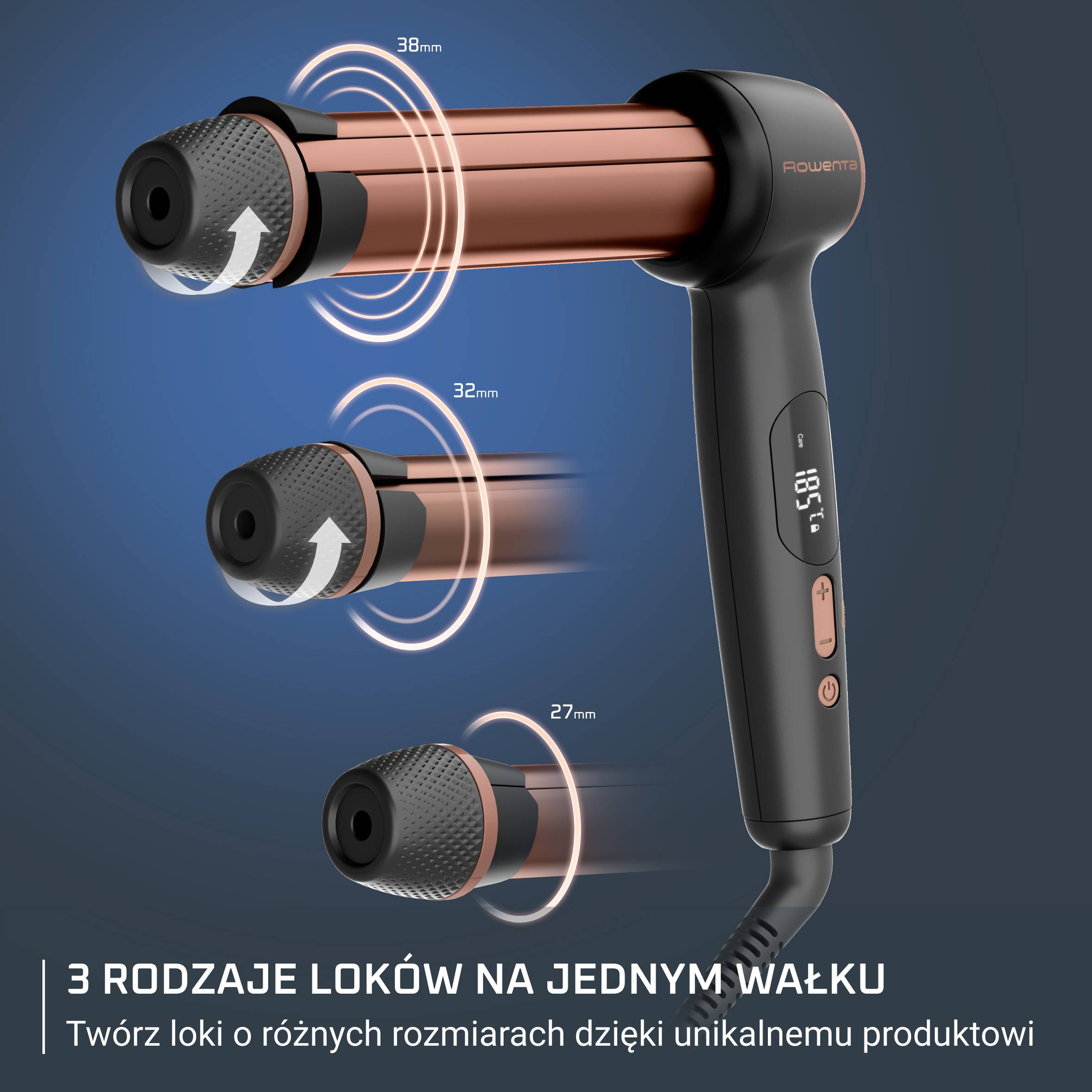 Lokówka do włosów, Rowenta Twist Curl,  3 w 1,  regulowany wałek