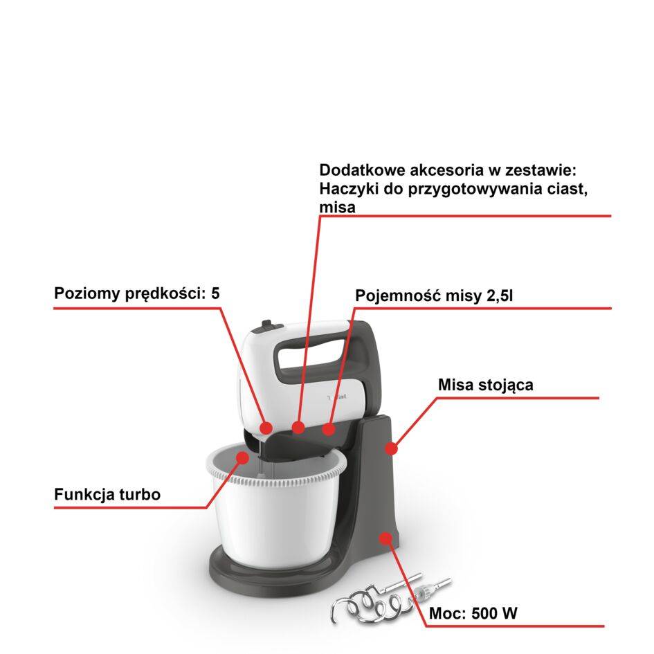 Mikser TEFAL PREP'MIX+ HT464138 + misa