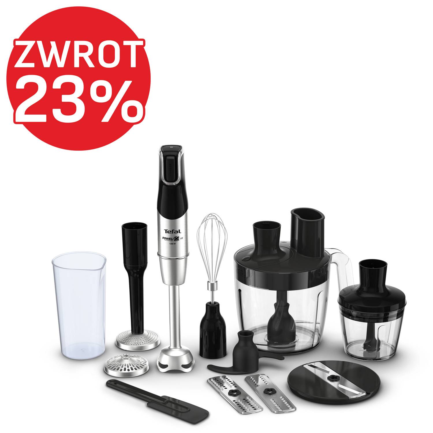 Blender ręczny, Infini Force Pro HB95LD, 1200W, kielich, trzepaczka
