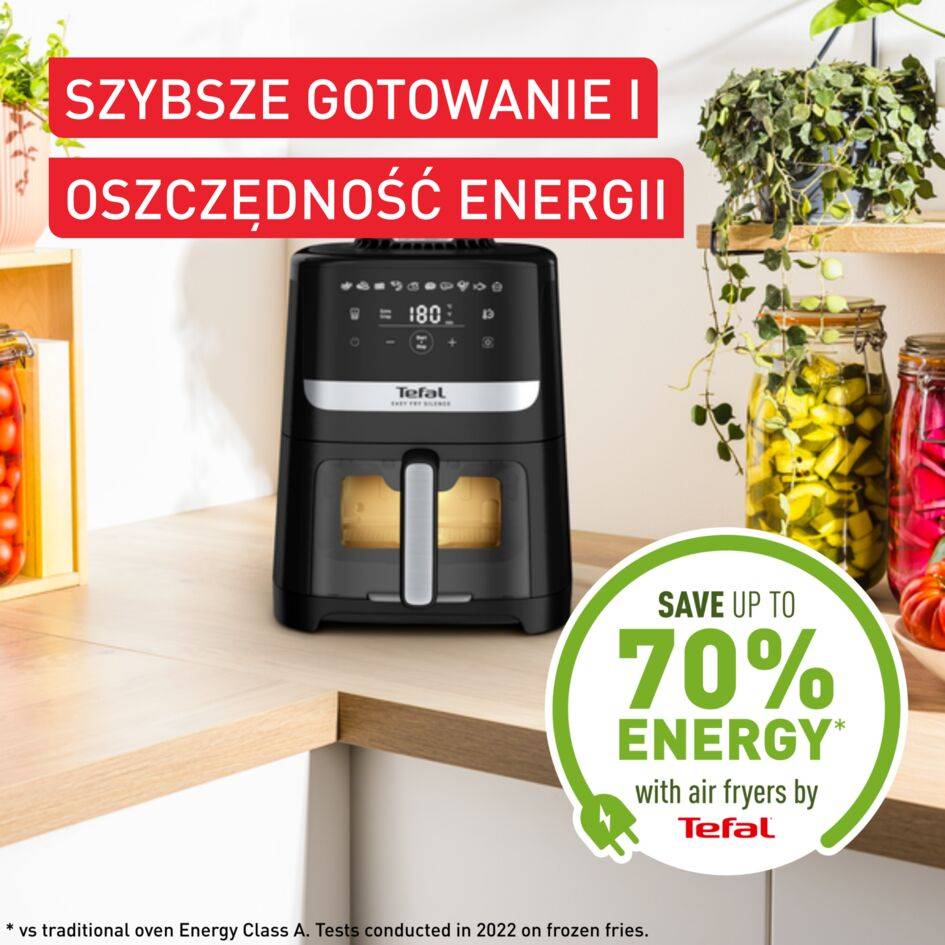 Easy Fry Silence z okienkiem podglądu, frytkownica beztłuszczowa, 5 L, technologia Silent, czarny